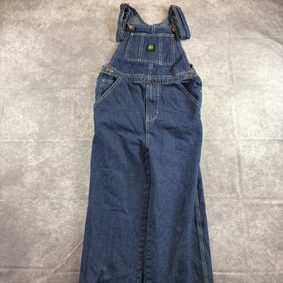 John Deere Denim Overalls Boys 10 Blue Vintage Farm Workwear Y2K - Picture 2 of 10